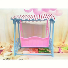 Pink Striped Canopy Mini Doll Swing Decoration
