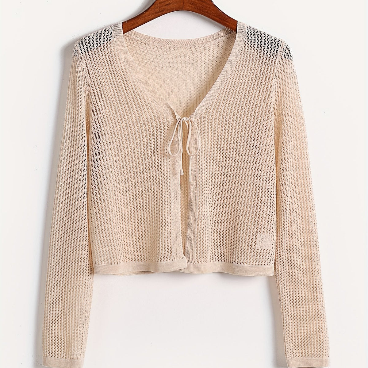 Long Sleeve Open Knit Cardigan Solid Casual Sweater