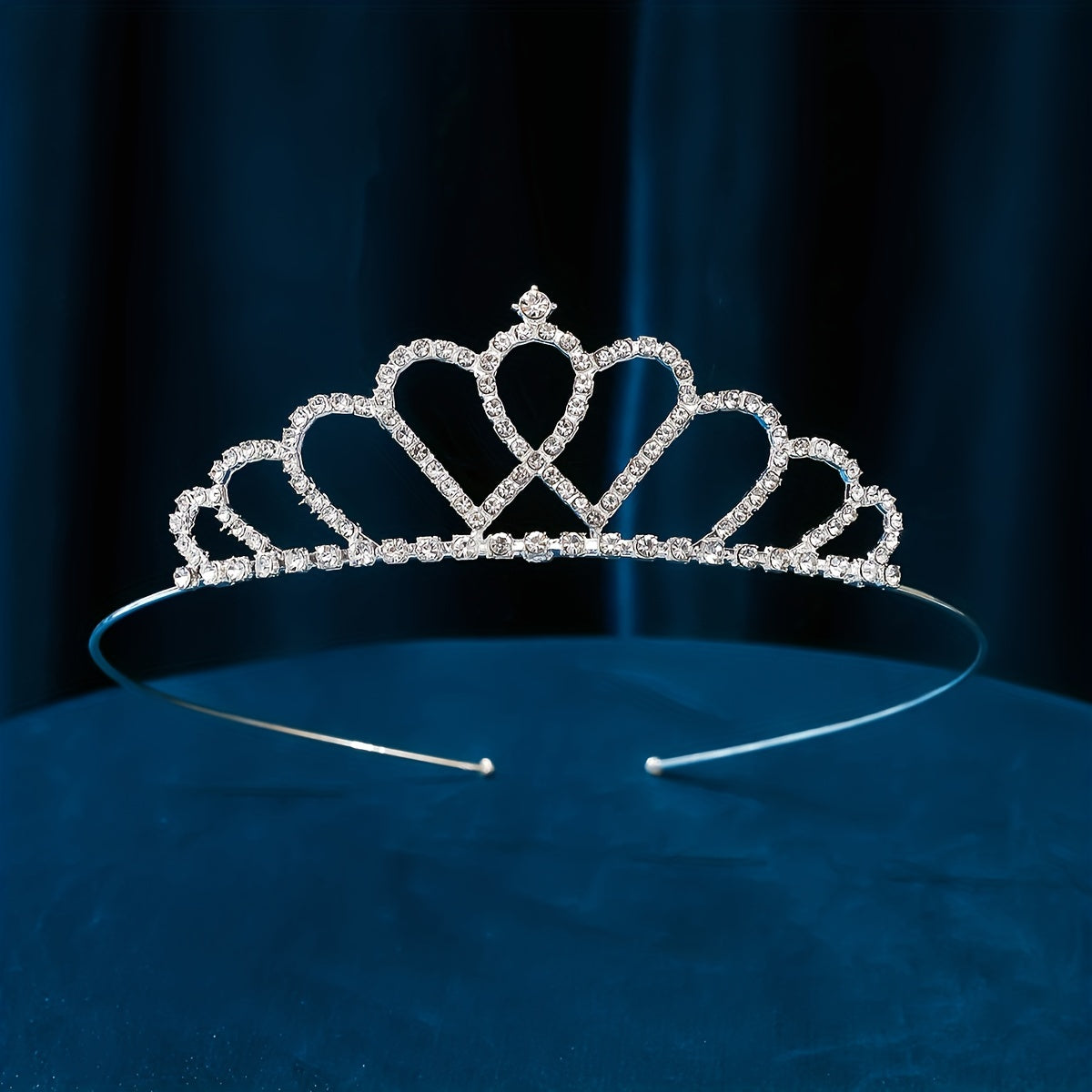 Silver Tiara Rhinestone Crown Hair Accessory Girls Party Decor