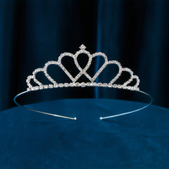 Silver Tiara Rhinestone Crown Hair Accessory Girls Party Decor