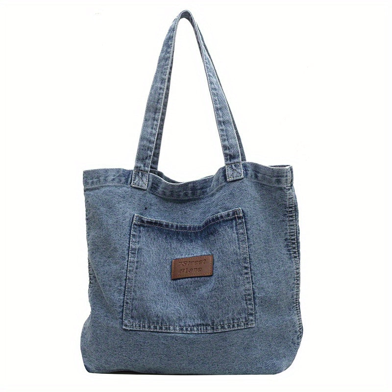 Vintage Denim Shoulder Bag Large Capacity Tote