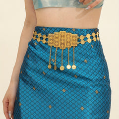 Bohemian Coin Pendant Tassel Waistband Hollow Out Metal Belly Chain