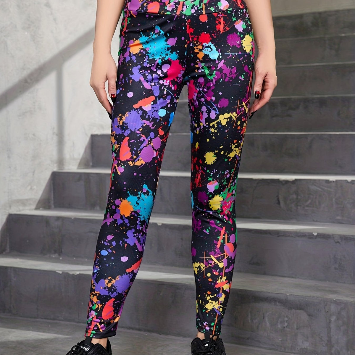 High Waist Block Yoga Leggings Quick Drying Sports Pants