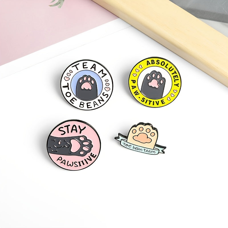 Cat Paw Enamel Pins STAY PAWSITIVE TOE BEANS TEAM