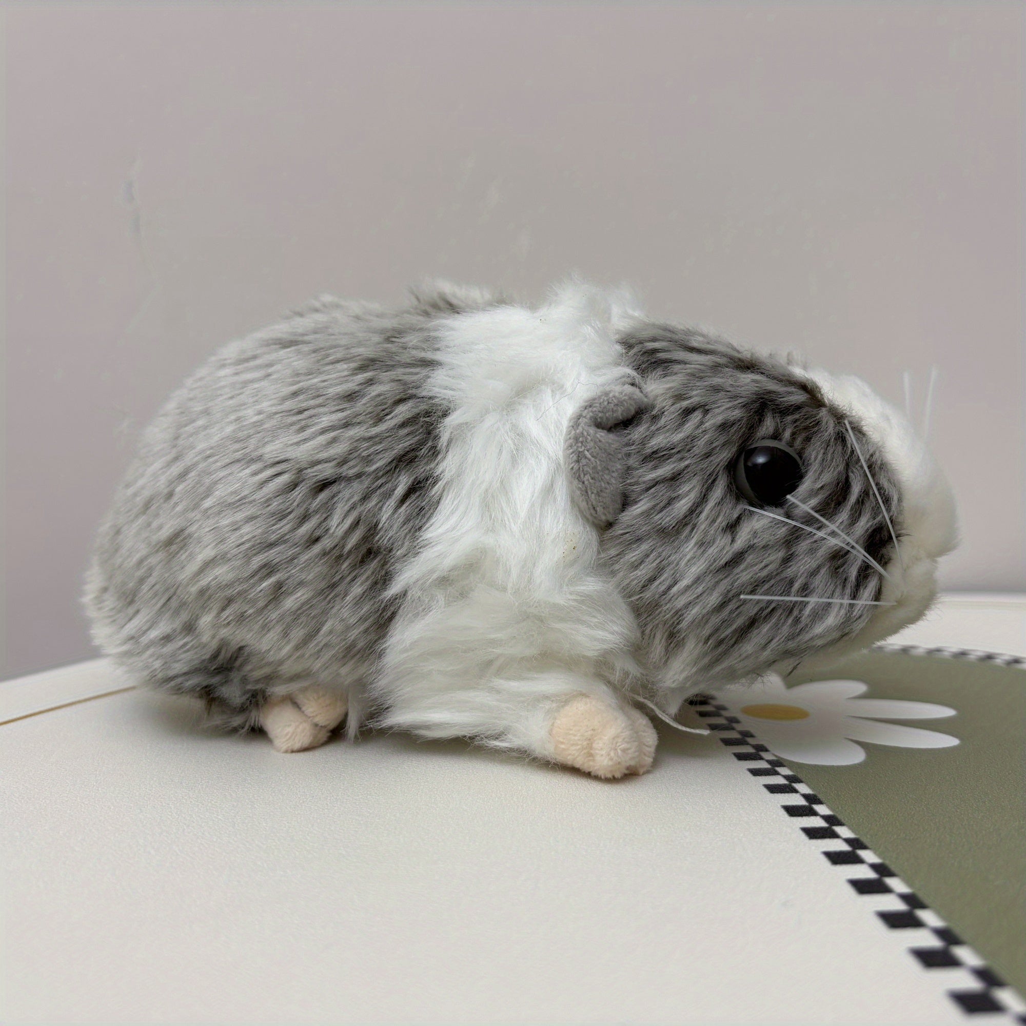 Realistic Guinea Pig Plush Soft Stuffed Animal Interactive Toy Brown Fur Gift