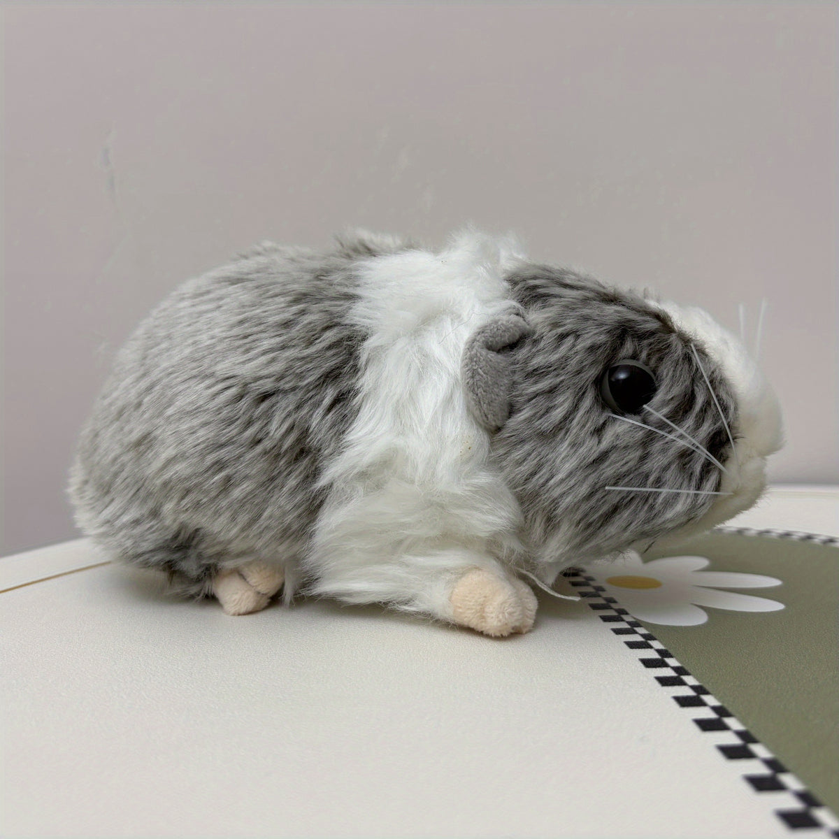 Realistic Guinea Pig Plush Soft Stuffed Animal Interactive Toy Brown Fur Gift