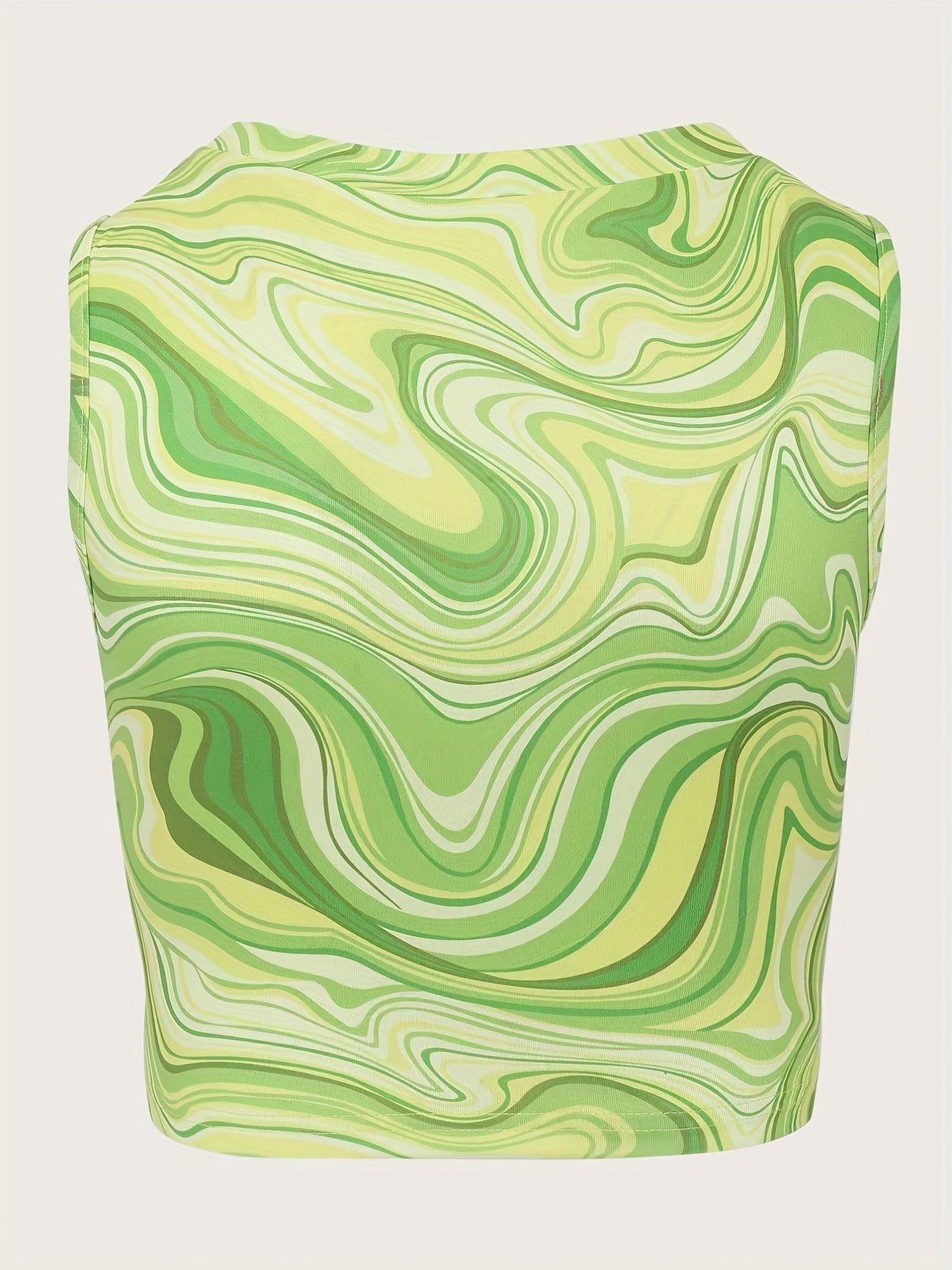 Marble Print Tank Top Crew Neck Sleeveless Y2K Summer Top