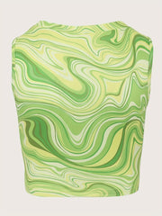 Marble Print Tank Top Crew Neck Sleeveless Y2K Summer Top
