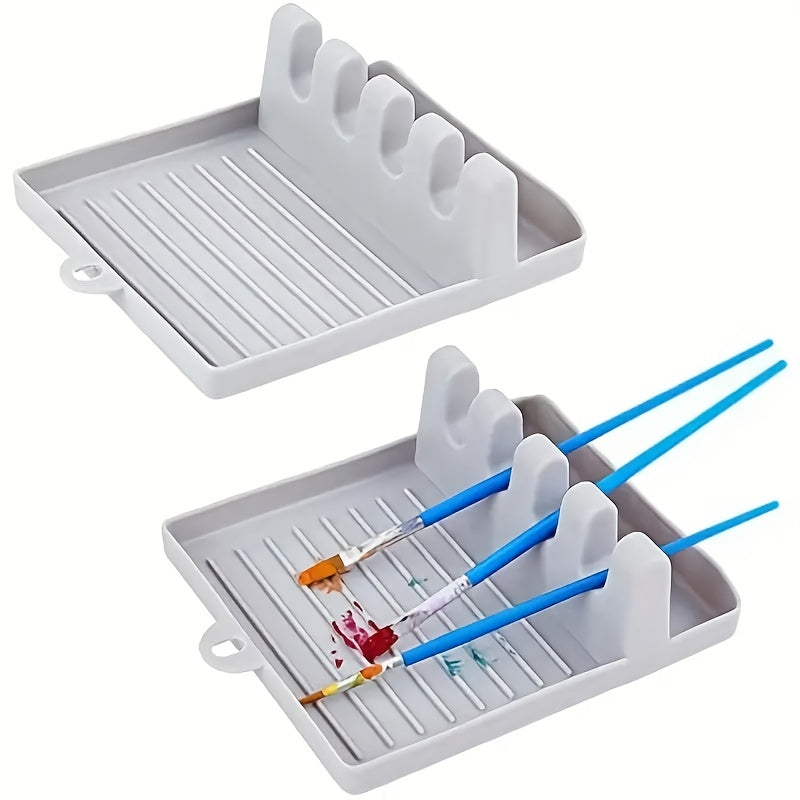 Painting Brush Holder 4 Slots Plastic Paint Brush Rest Holder Watercolor Acrylic