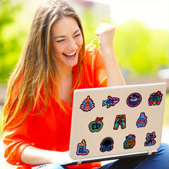 100pcs Neon Mix & Match Fluorescent Stickers | Night Graffiti Stickers