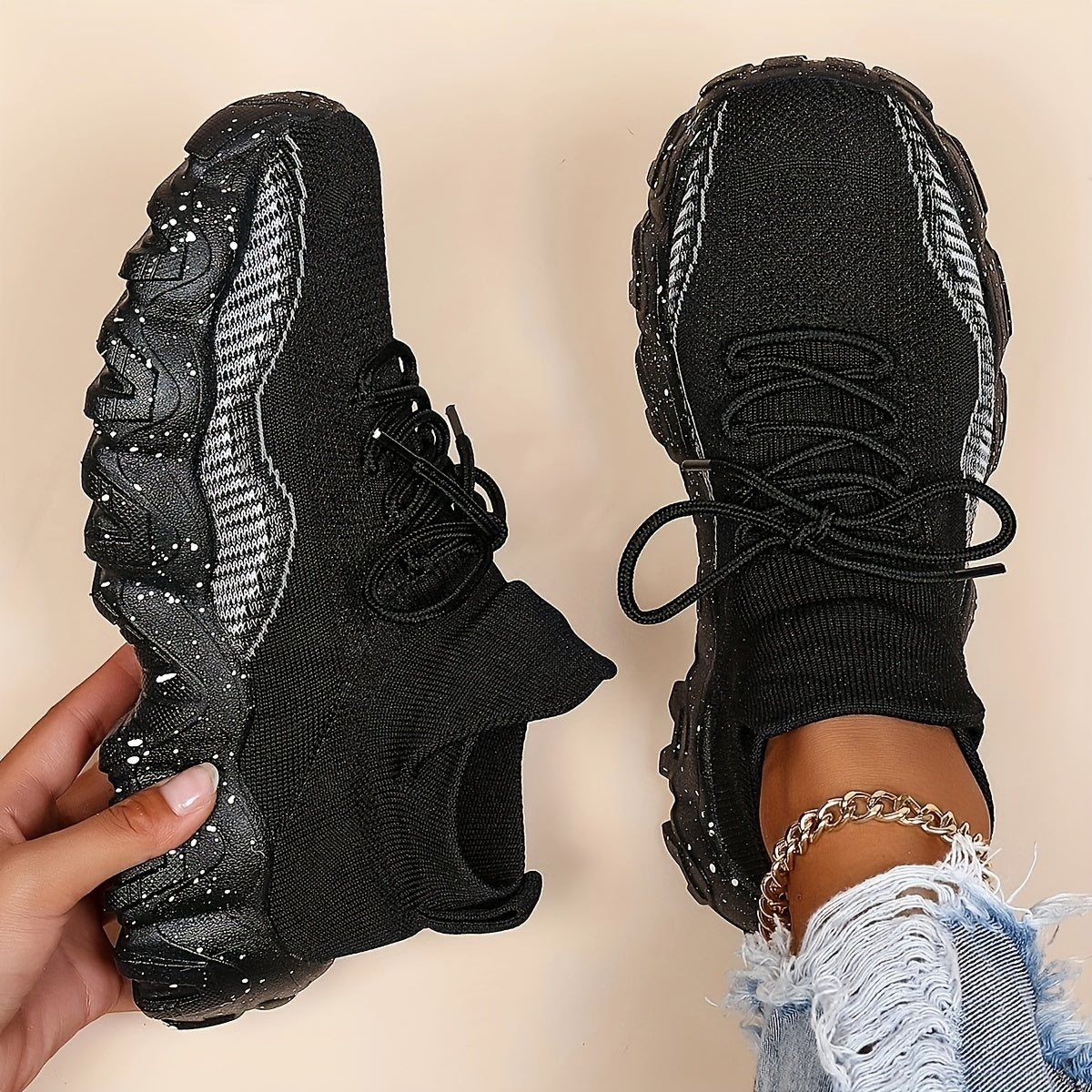 Women's Knitted Comfort Sneakers Lightweight Sports Shoes