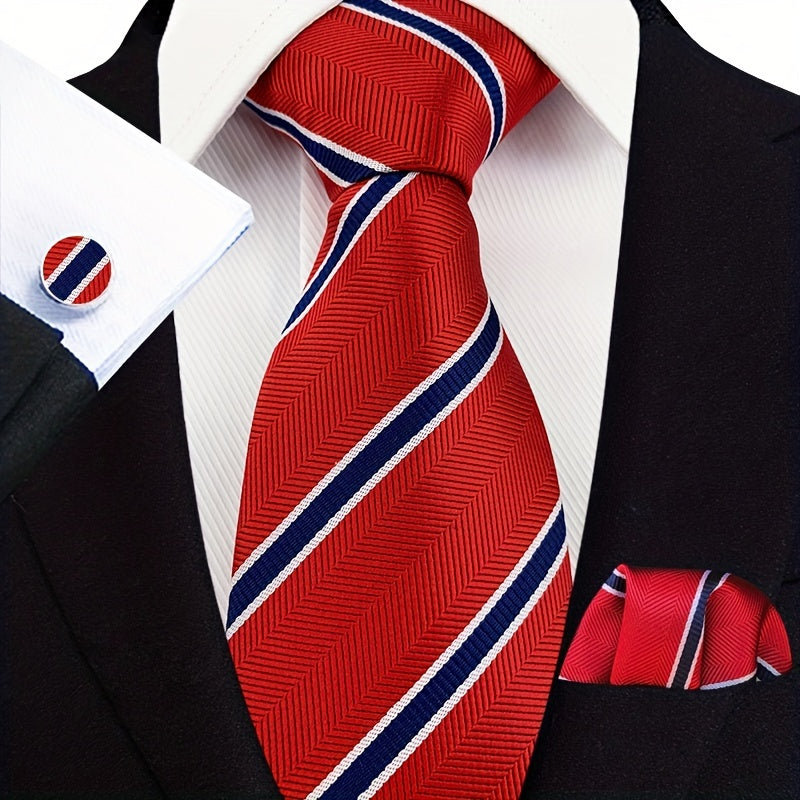Men's Stripe Paisley Tie Set with Accessories