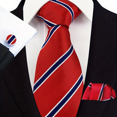 Men's Stripe Paisley Tie Set with Accessories