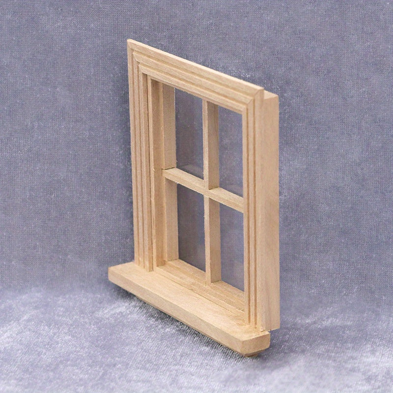 1:12 Scale Unfinished Wooden Dollhouse Window Frame - DIY Furniture Accessory