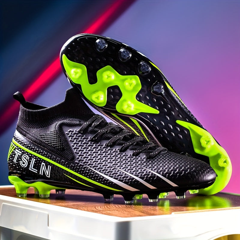 Men's High Top Soccer Cleat with Spikes - Outdoor Breathable Cleats