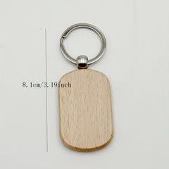 20pcs Blank Wooden Tag Keychain Engraved Keyring