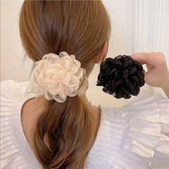 Flower Mesh Hair Claw Ponytail Clip Sweet Retro Hair Claw for Women