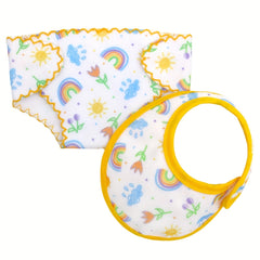 Animal Pattern Baby Doll Diaper and Bib Set for 14-18 Inch Dolls