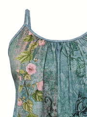  Floral Print Stretch Cami Top