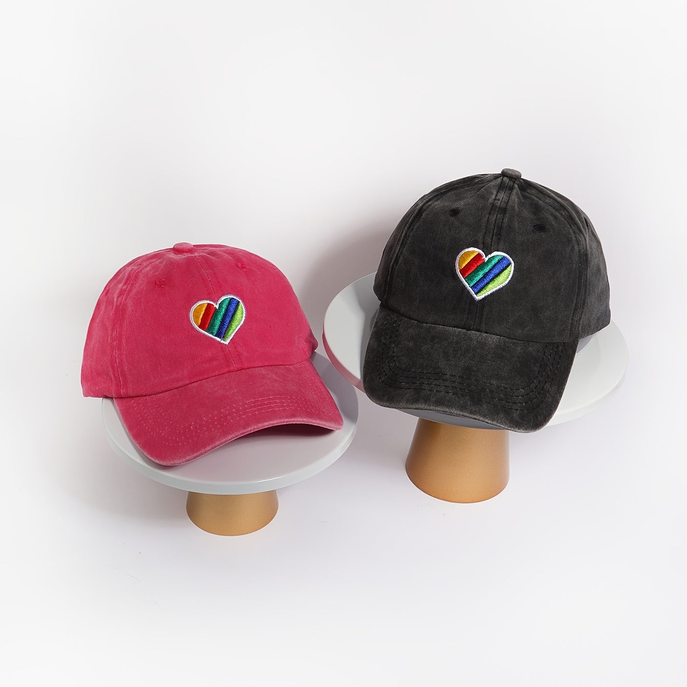 Rainbow Love Embroidery Baseball Cap Cotton Washed LGBT Pride Couple Dad Hats