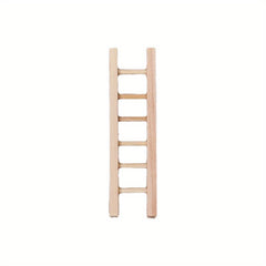 Mini Wooden Ladder Dollhouse Accessory Light Brown Intricate Detailing Creative