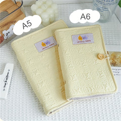 Portable 6 Ring Binder Notebook A5 A6 Cream Cloth Fabric Agenda Planner