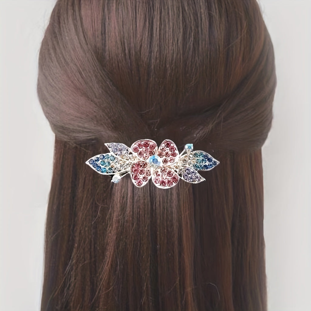 Flower Rhinestone Hair Clip Wedding Headdress Hair Barrettes Spring Clip