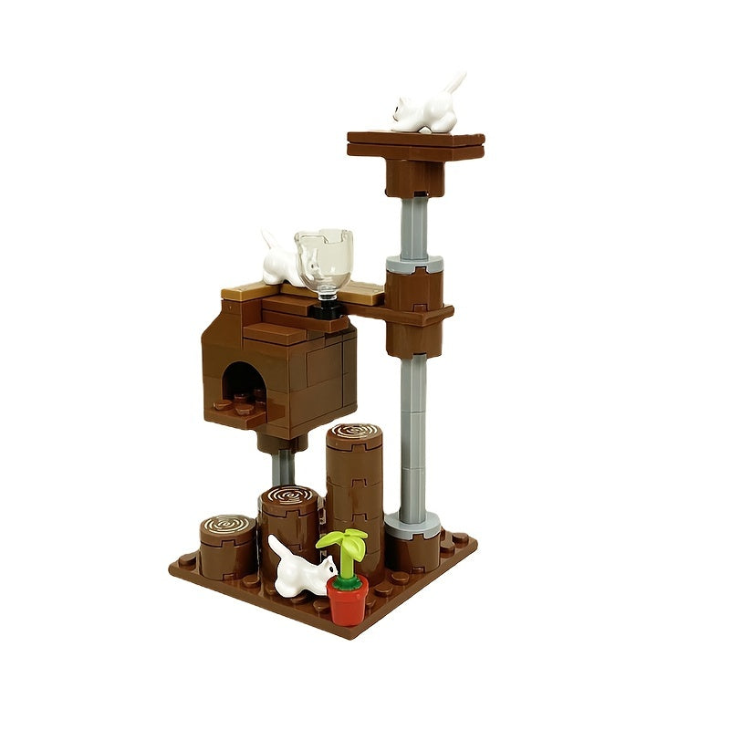 City Cattery Building Blocks Toys MOC Cats House Farm DIY Blocks Gift