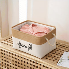 Handwoven Storage Basket Linen With Handle Clothing Storage