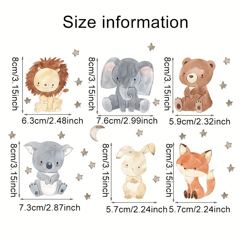 6pcs Animal Wall Stickers for Room Decoration Vinyl Decals DIY Murals