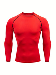 Men's Solid Quick Drying Long Sleeve Compression T-Shirt