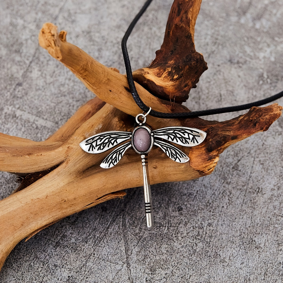 Dragonfly Gemstone Pendant Necklace Boho Women's Necklace
