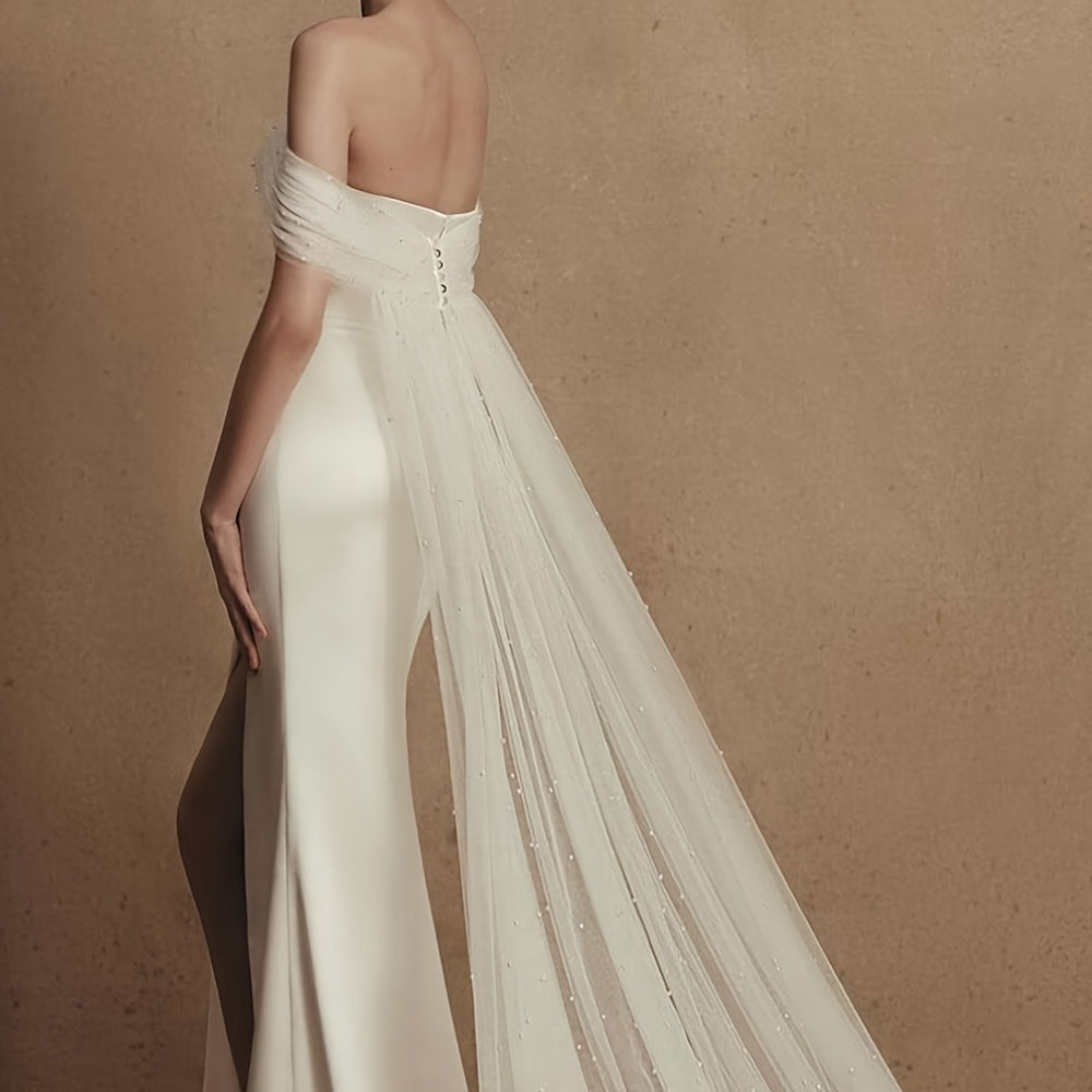 Sheer Bridal Cape for Petite Brides - Perfect for Classic Weddings