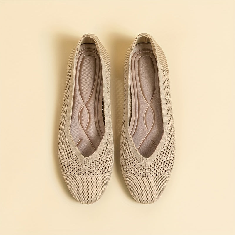 Women's Knit Flat Shoes Soft Sole Slip On Casual Shoes