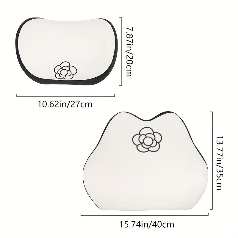 Camellia Car Neck Pillow Memory Foam Waist Cushion for Comfortable Sitting