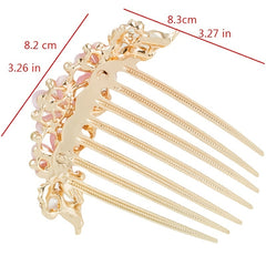 Rhinestone Flower Hair Comb 7 Teeth Metal Bridal Wedding Headdress