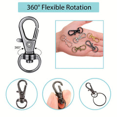 120pcs Swivel Lanyard Snap Hook Key Rings Metal Keychain Hooks Crafting