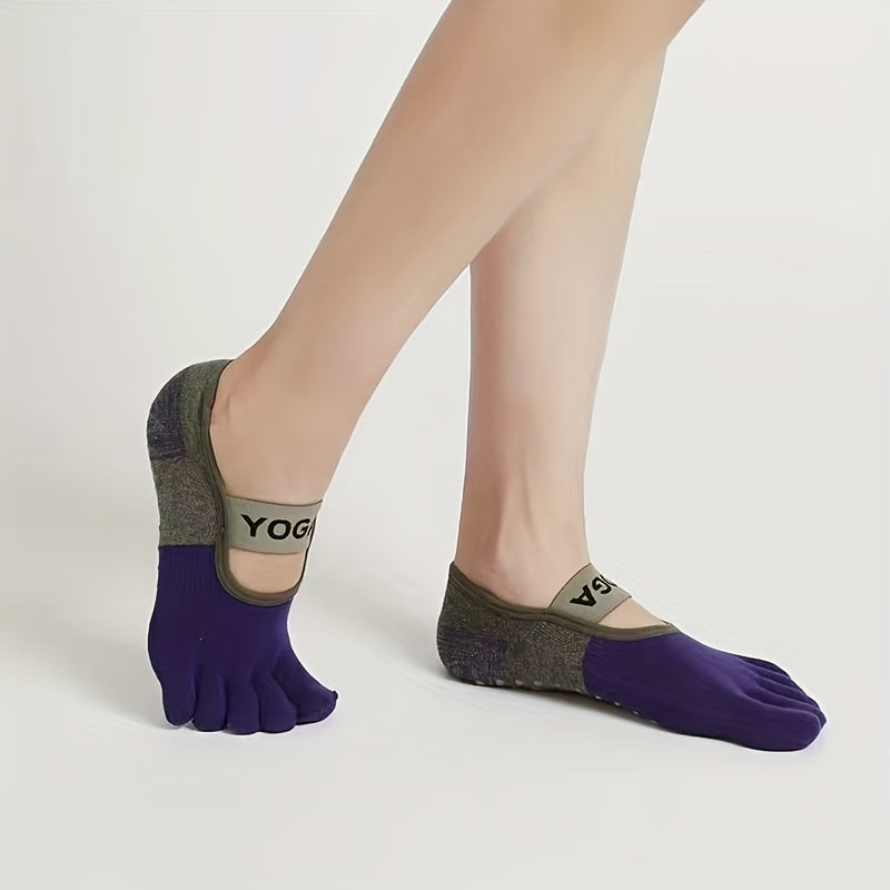 Women's Split Toe Yoga Socks with Non Slip Grip Straps