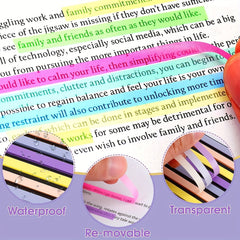Highlighter Tape 8 Sets Page Marking Label Transparent Fluorescent Note