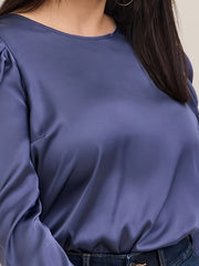  Satin Gigot Sleeve Blouse