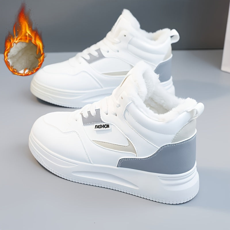 Women's Lace up Thermal Skate Shoes Lightweight Fleece Lined Sneakers