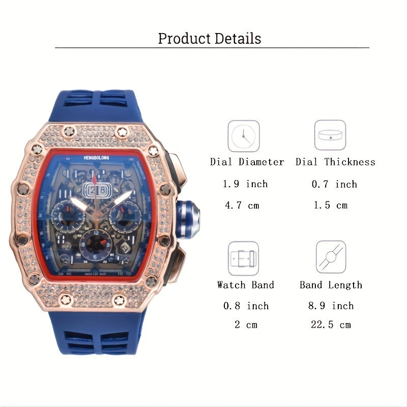 Hollow Ghost Head Rhinestone Men's Watch