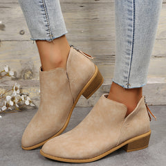 Women's Chunky Heel Ankle Boots Pointed Toe Low Heel Booties
