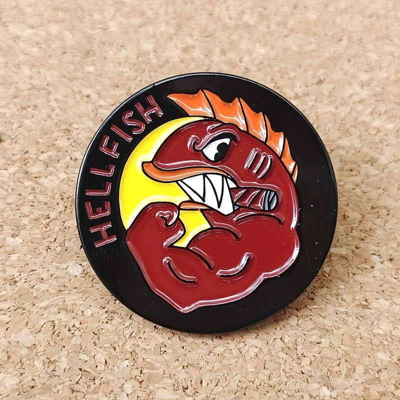 10pcs Hellfish Metal Badge Cartoon Fish Brooch School Bag Clothing Pin