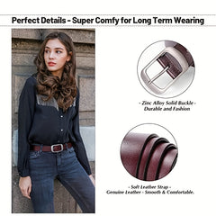 Women Leather Belts For Jeans Pants Dress Belt With Metal Pin Buckle