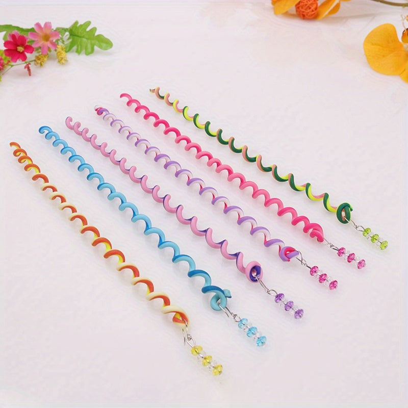 6pcs Colorful Telephone Line Hair Ties Headwear