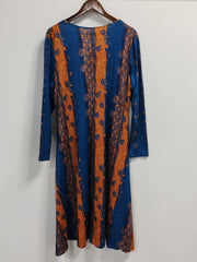  Dot & Stripe Print V Neck Long Sleeve Dress