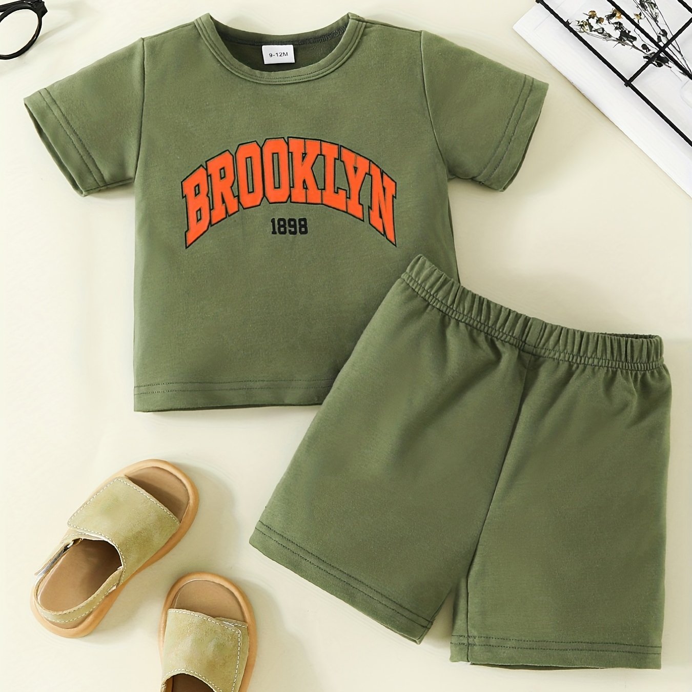 2pcs Baby Boys Casual BROOKLYN Tee & Shorts Set