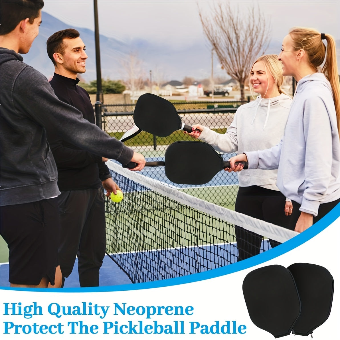 2pcs Pickleball Paddle Cover Neoprene Protective Bag