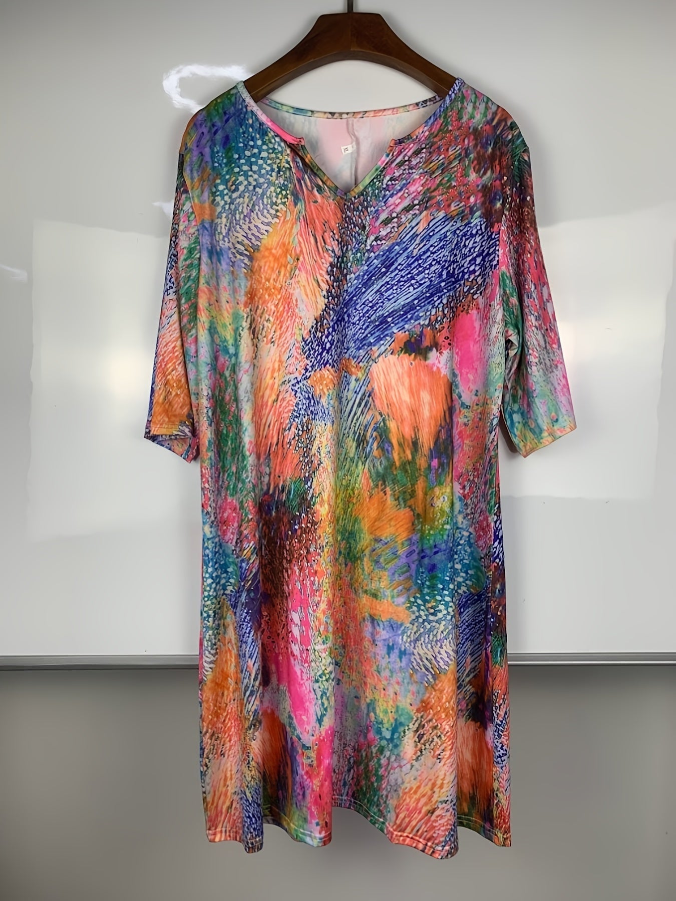  Casual Dress Women's Plus Print Short Sleeve Dress